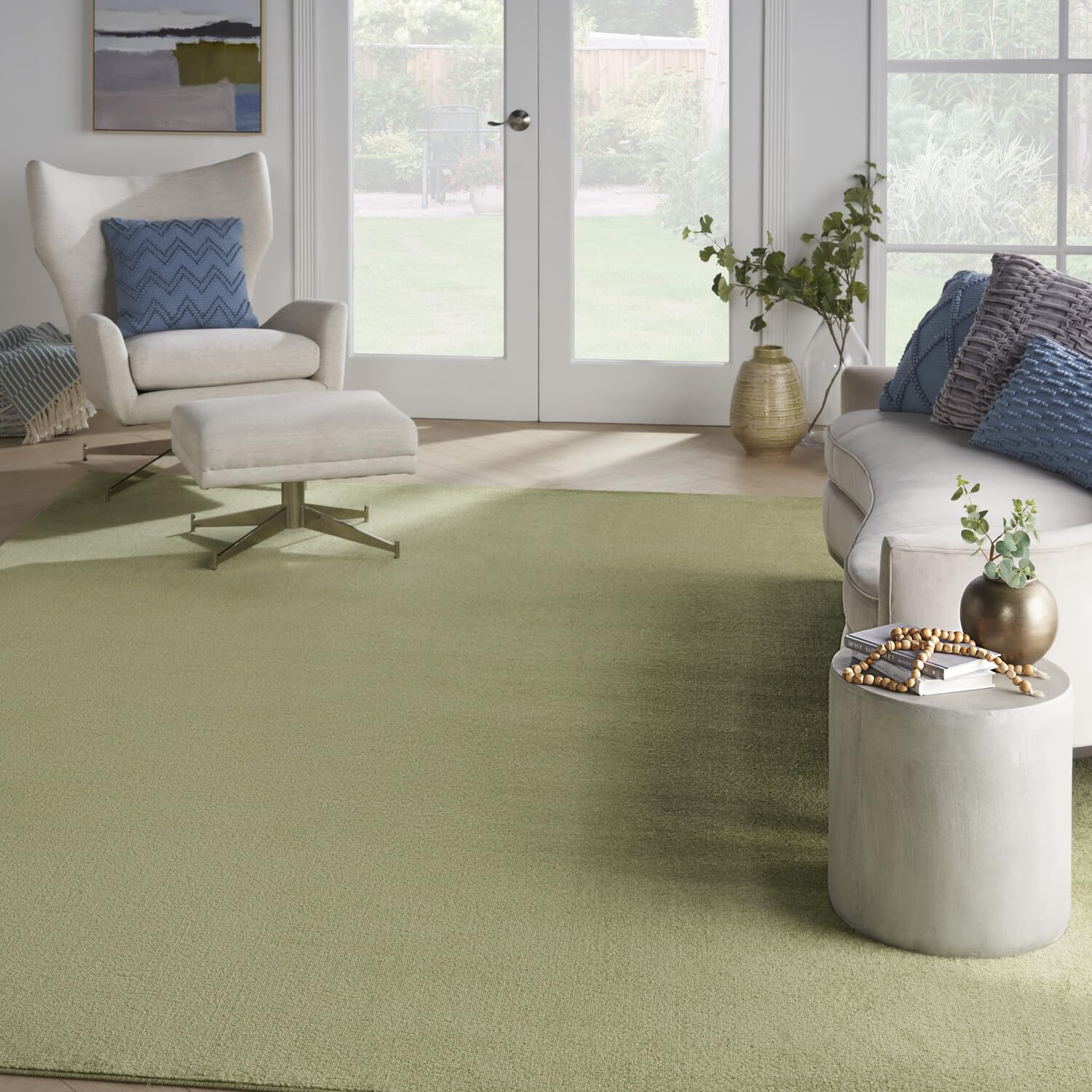 Nourison Essentials Indoor/Outdoor Green 10' X 14' Area -Rug, Easy -Cleaning, Non Shedding, Bed Room, Living Room, Dining Room, Backyard, Deck, Patio (10X14)