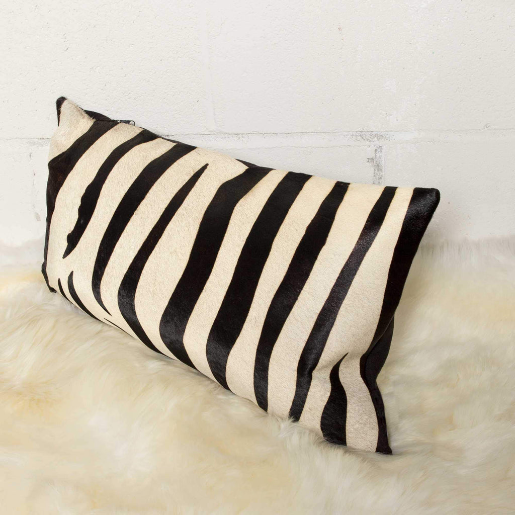 HomeRoots Cowhide, Microsuede, Polyfill 12' x 20' x 5' Zebra Black On Off White Cowhide - Pillow