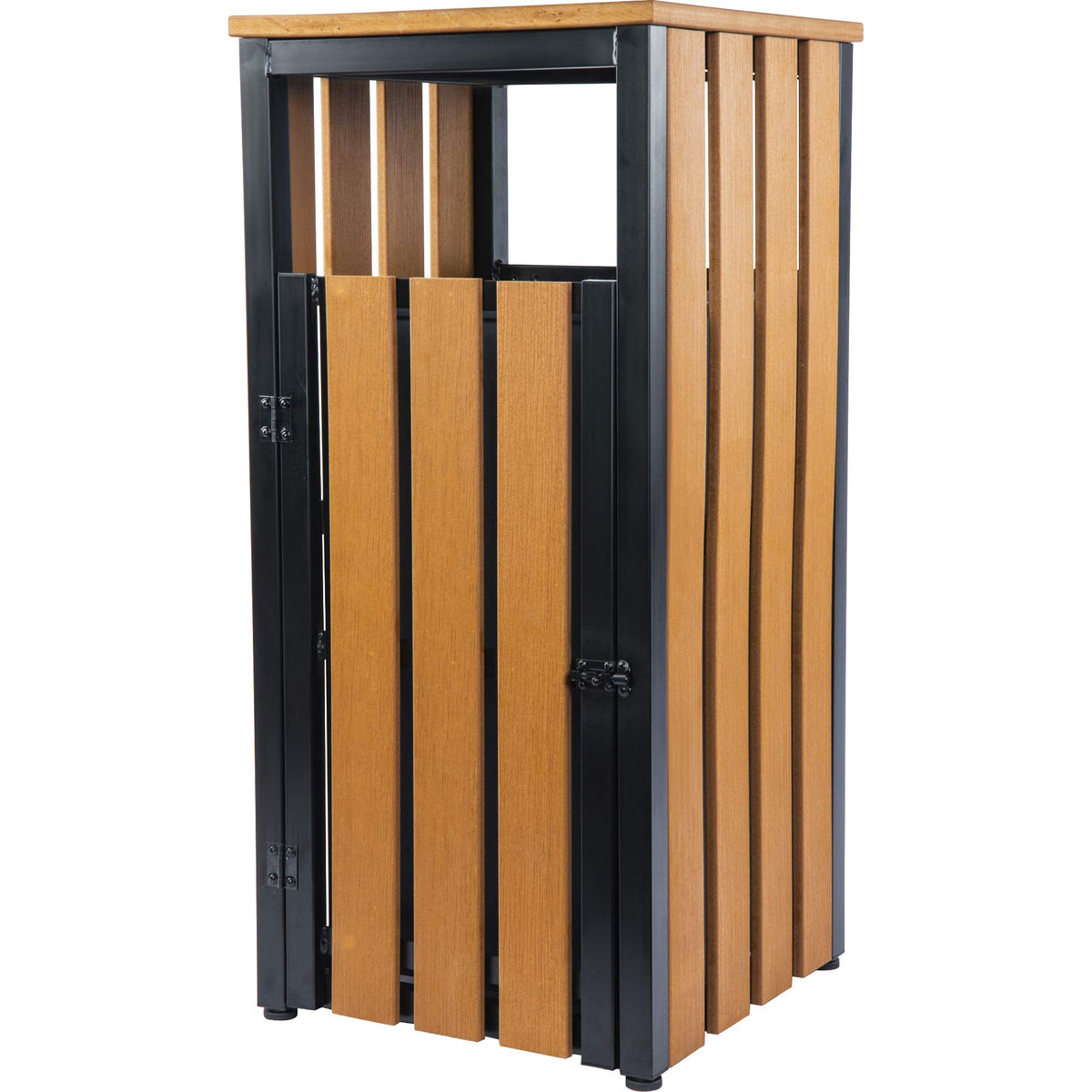 Lorell, LLR42692, Outdoor Waste Bin, 1, Teak