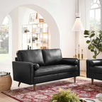 Modway EEI-5870-BLK Valour Leather Loveseat, Black