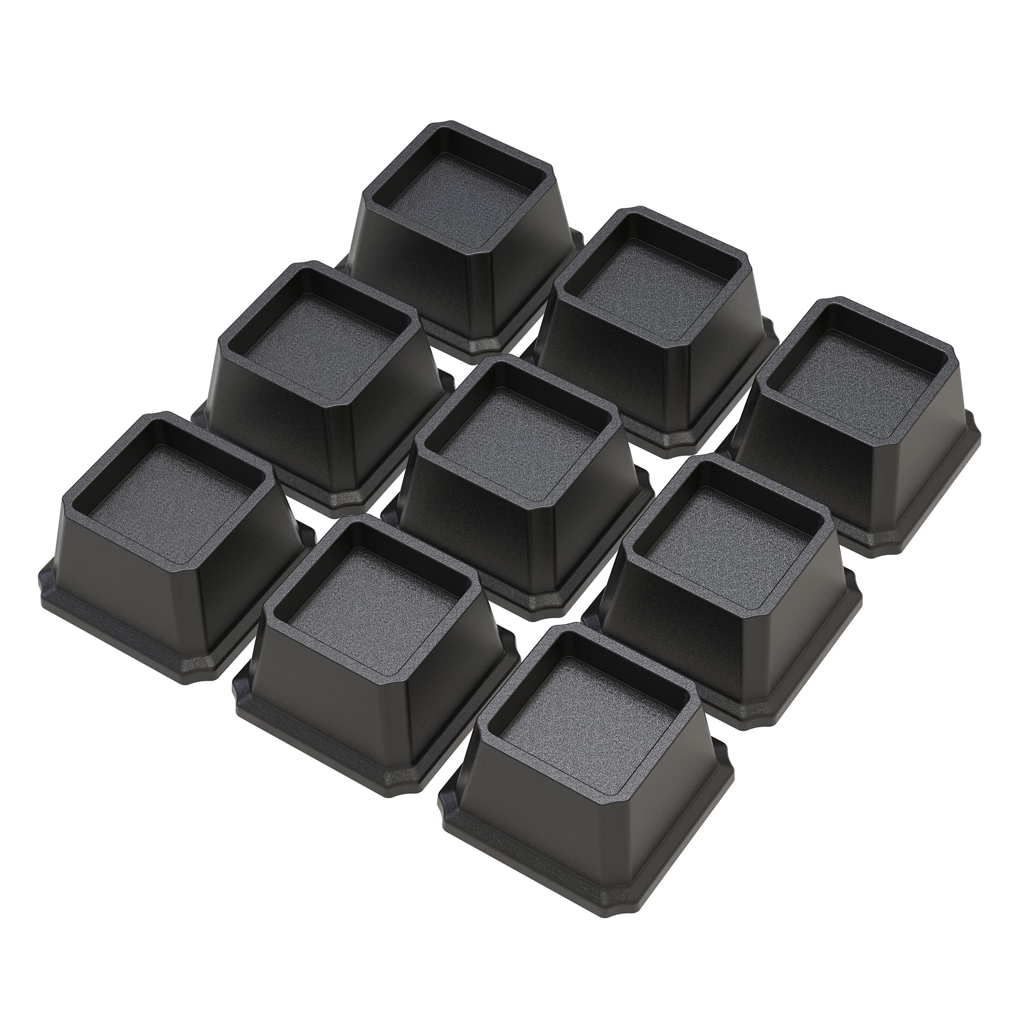 Whynonap Bed Risers 2 Inch Set Of 9, Heavy Duty Bed Elevators Lifts Up 2000 Lbs Furniture Riser For Sofa And Table, Black