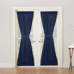 Sun Zero Barrow Energy Efficient Rod Pocket Door Curtain Panel, 54'' X 72'', Navy Blue