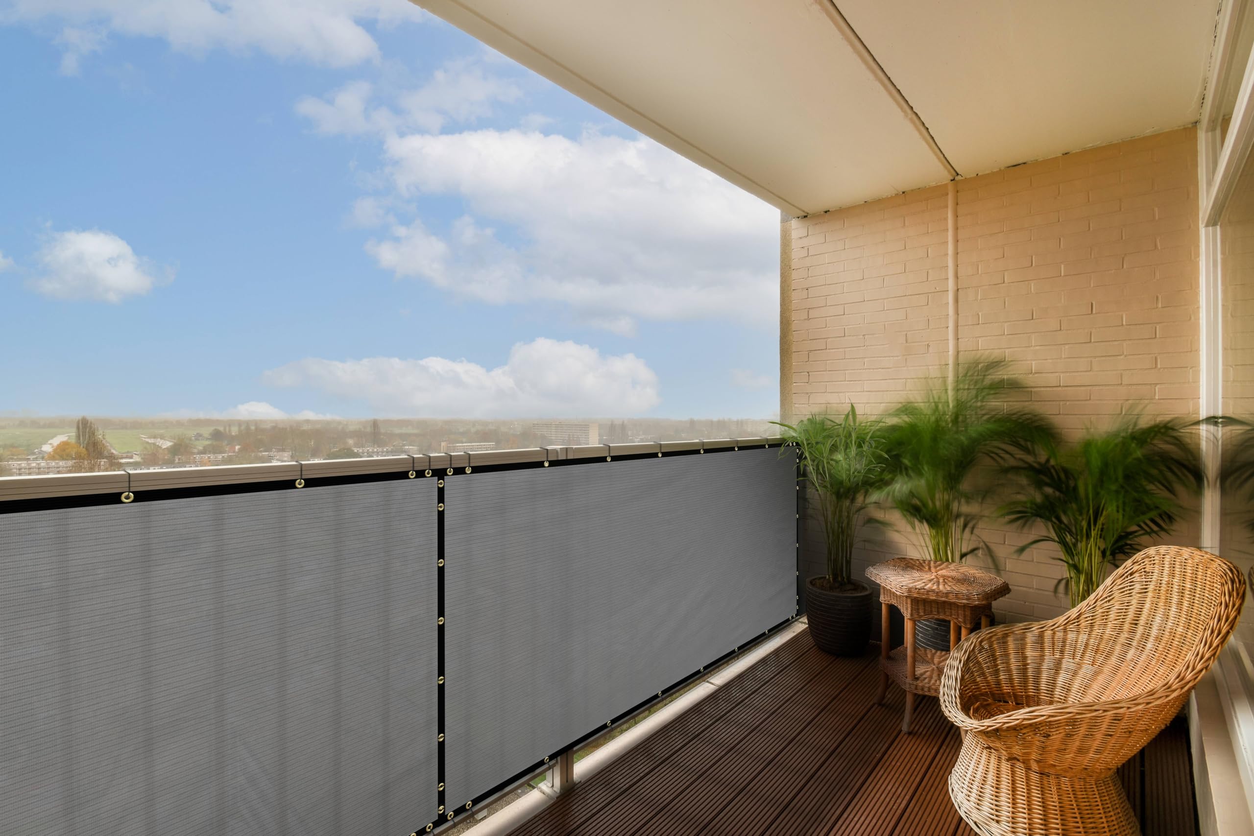 Colourtree Grey 3' X 5 Customized Size Balcony Privacy Screen, Apartment Porch Railing Patio Fence Windscreen Fabric Cloth - Com