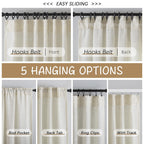 120 Inches Extra Long Linen Curtains Living Room,1 Pair Back Tab Neutral Farmhouse Light Filtering Semi Sheer Boho Linen Curtains,Floor To Ceiling Large Window Patio Sliding Door 10 Feet Drapery,Cream
