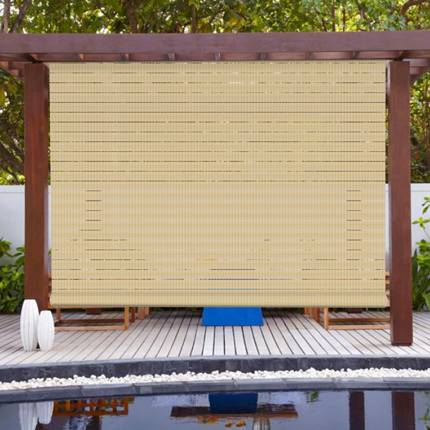 Patio Paradise Shades Roll Up Outdoor 5'Wx6'H Roller Shade Exterior Patio Blinds For Outside Porch Deck Balcony Pergola Carport,