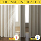 Nicetown 100% Blackout Natural Linen Curtains 95 Inches Length For Dining Room, 2 Panels Set, 52' Wide, Farmhouse Style Room Warming Window Draperies With Thermal Insulated Liners For Winter