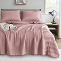 Kasentex Purple Mauve Oversized Queen Size Quilt Bedding Sets With Pillow-Shams, Lightweight Soft Bedspread, Durable Stitched -