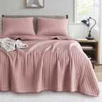 Kasentex Purple Mauve Oversized Queen Size Quilt Bedding Sets With Pillow-Shams, Lightweight Soft Bedspread, Durable Stitched -