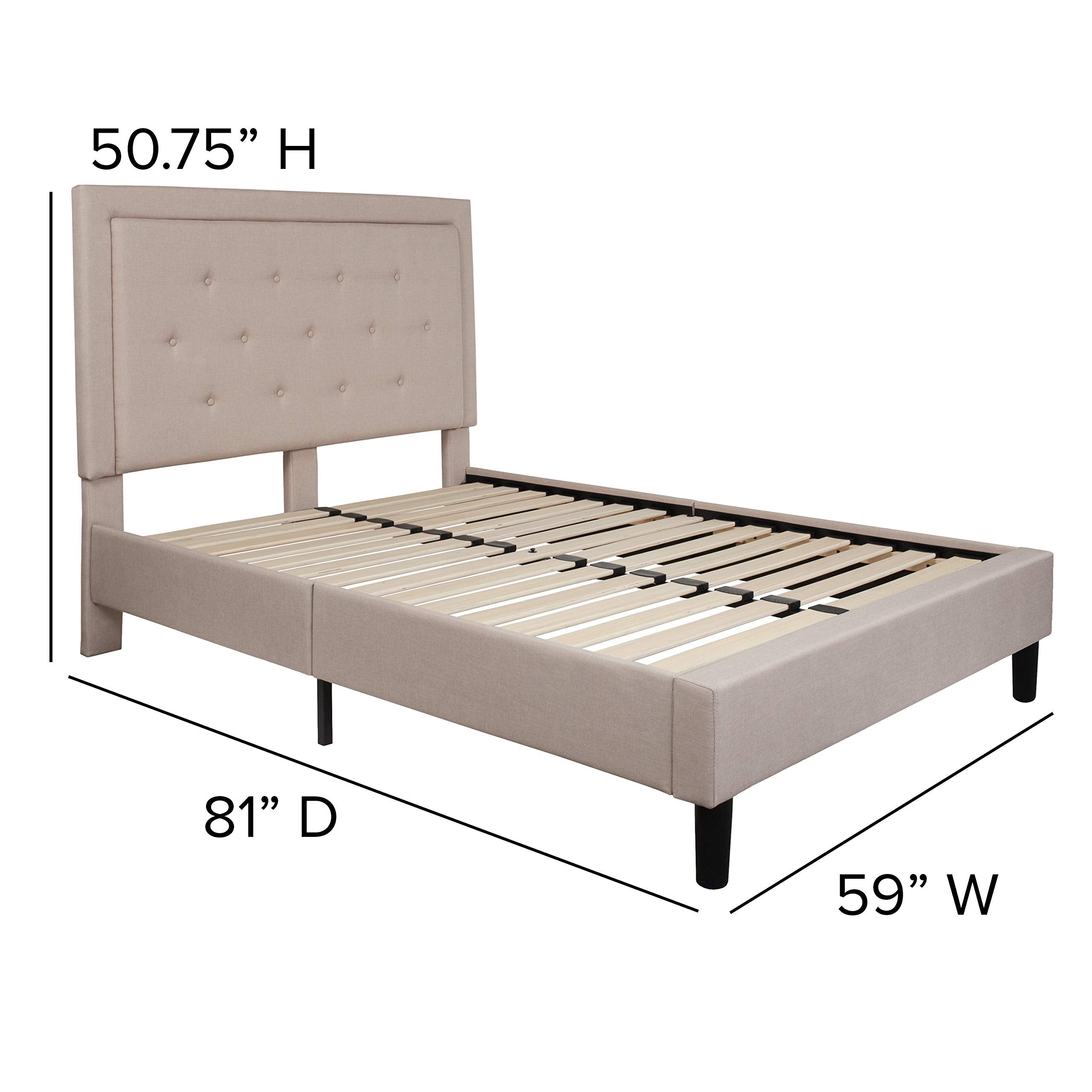 Flash Furniture Roxbury Full Size Tufted Upholstered Platform Bed In Beige Fabric