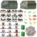 Guiqulai 110PCS Dinosaur Birthday Party Favors Set - Fun Dinosaur Glasses,Headbands,Mini Figures,Stickers&Bracelets for Kids Par