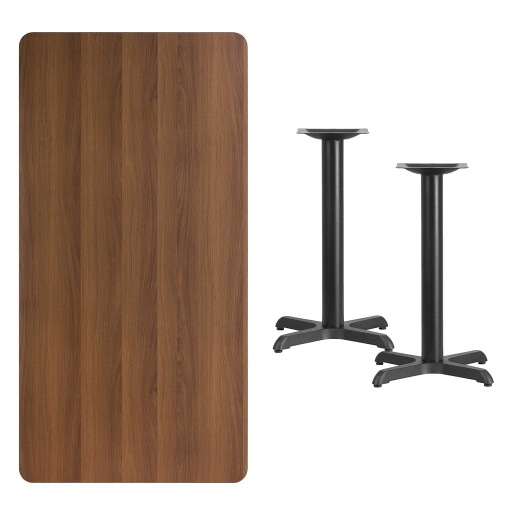 Flash Furniture Graniss 30'' x 60'' Rectangular Walnut Laminate Table Top with 22'' x 22'' Table Height Bases