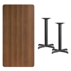 Flash Furniture Graniss 30'' x 60'' Rectangular Walnut Laminate Table Top with 22'' x 22'' Table Height Bases