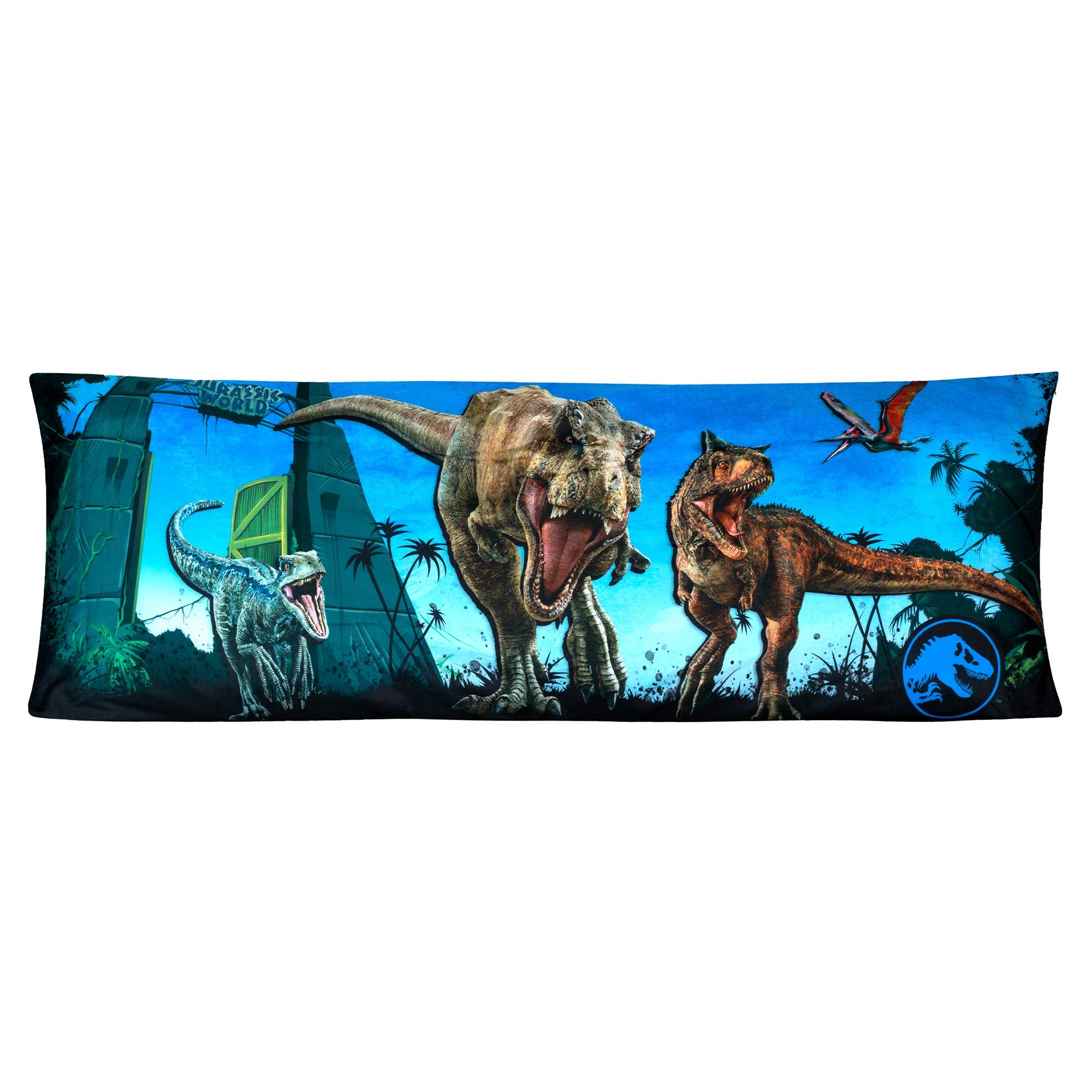 Franco Kids Bedding Super Soft Microfiber Zippered Body Pillow Cover, 20' X 54', Jurassic World,Pe0118
