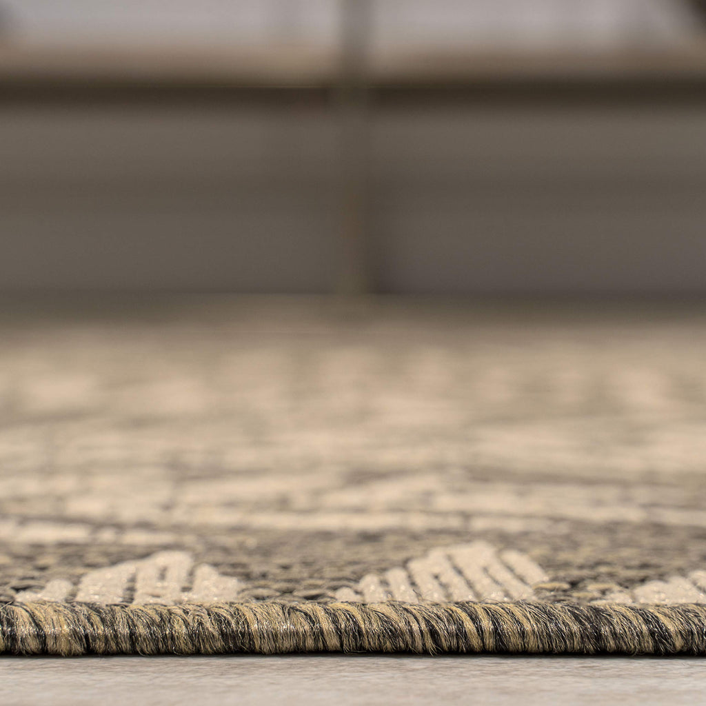 Jonathan Y Smb119A-210 Nevis Palm Frond Indoor Outdoor Area Rug Coastal Floral Easy Cleaning Bedroom Kitchen Backyard Patio Non Shedding, 2 X 10, Brown/Beige