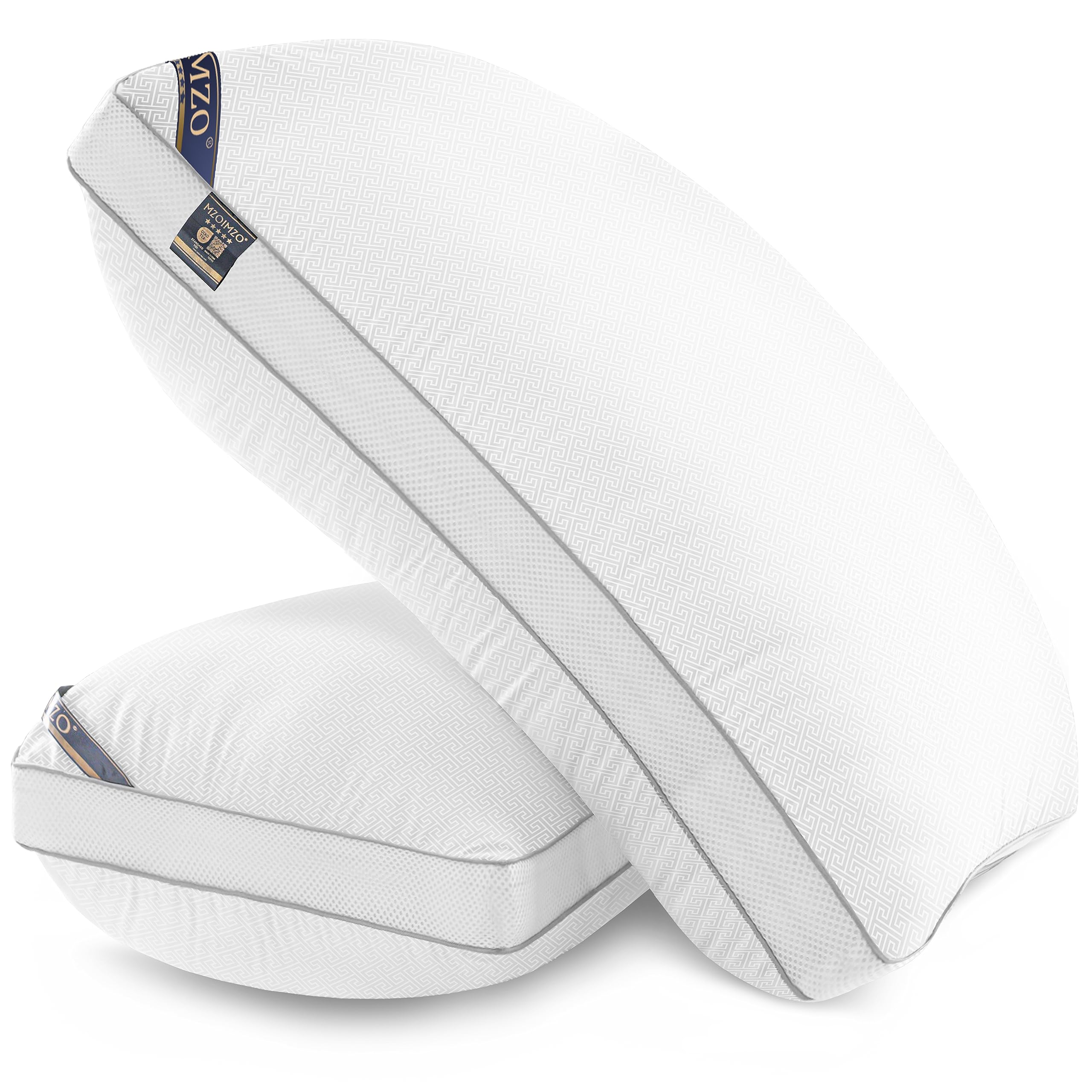 Mzoimzo Luxury Hotel Collection Bed Pillows For Sleeping- Firm Queen Size Set Of 2, Gusseted Plus Cooling Side Mesh Design, Prem