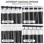 Ryb Home Velvet Blackout Curtains For Bedroom - Super Soft Room Darkening Curtains Thermal Insulated Drapes Heat Block Window Panels For Living Room, Wide 52 X Long 96, Grey, 2 Panels