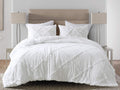 Chezmoi Collection Vivian 2Piece Diamond Ruffle Quilted Trim Soft Washed Microfiber Comforter Set (Twin, White)