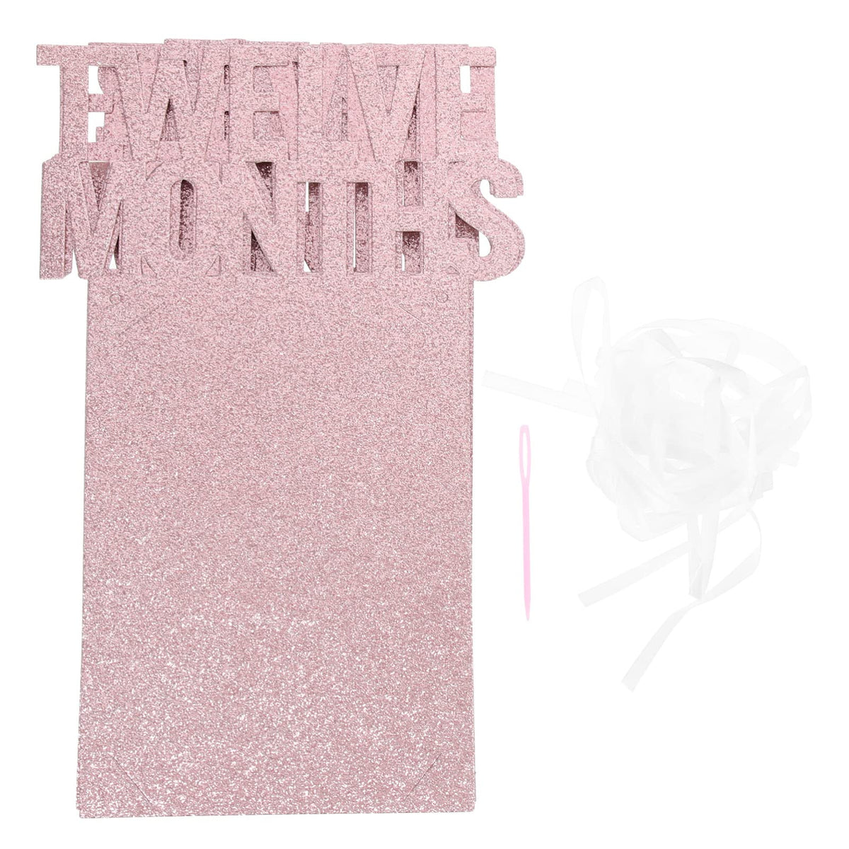 FOMIYES Rose Gold 1st Birthday Baby Photo Banner Glitter 12 Months Bunting for Baby Show First Birthday Party Decoration 1 Set
