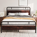 Allewie Queen Size Platform Bed Frame with Wooden Headboard and Footboard, Heavy Duty 13 Metal Slats Support, Under Bed Storage,
