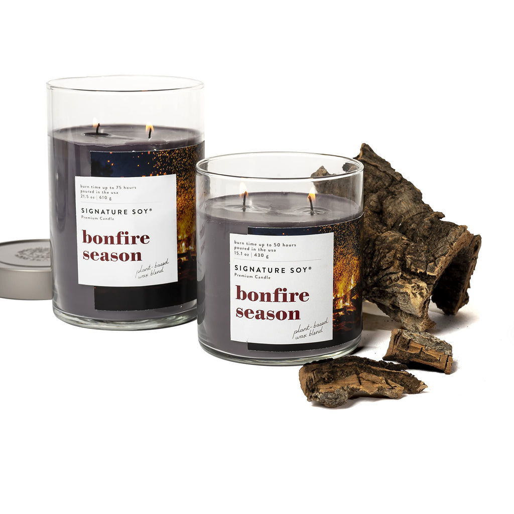 Signature Soy Lidded Bonfire Season Scented Candle, Extra Large Jar