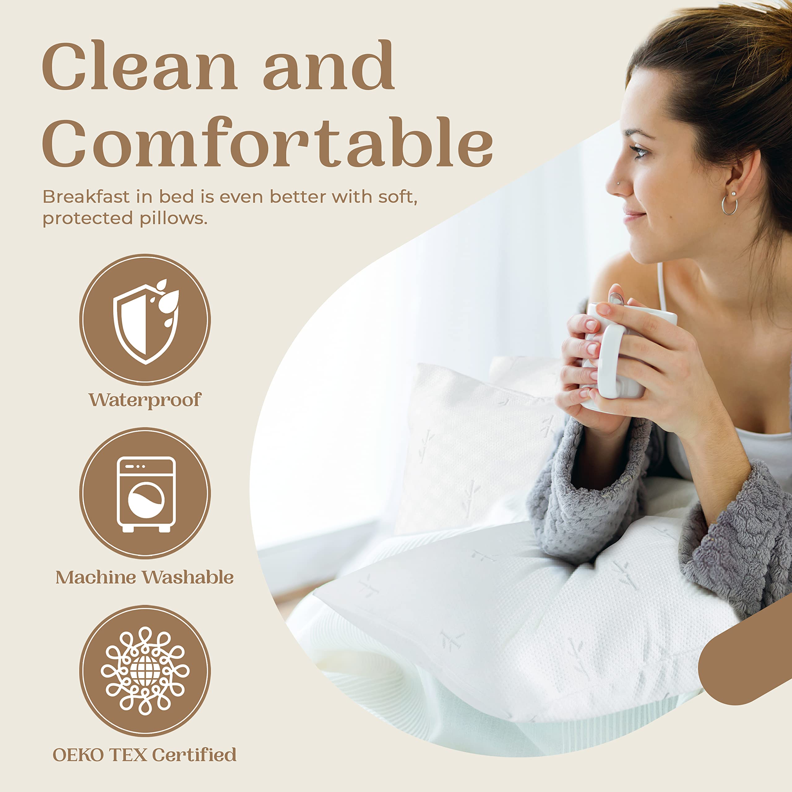 Feelathome 65% Polyester And 35% Rayon Derived From Bamboo Cooling Pillow Cover Waterproof - 20X36 Inches Pack Of 4 - Soft & Com