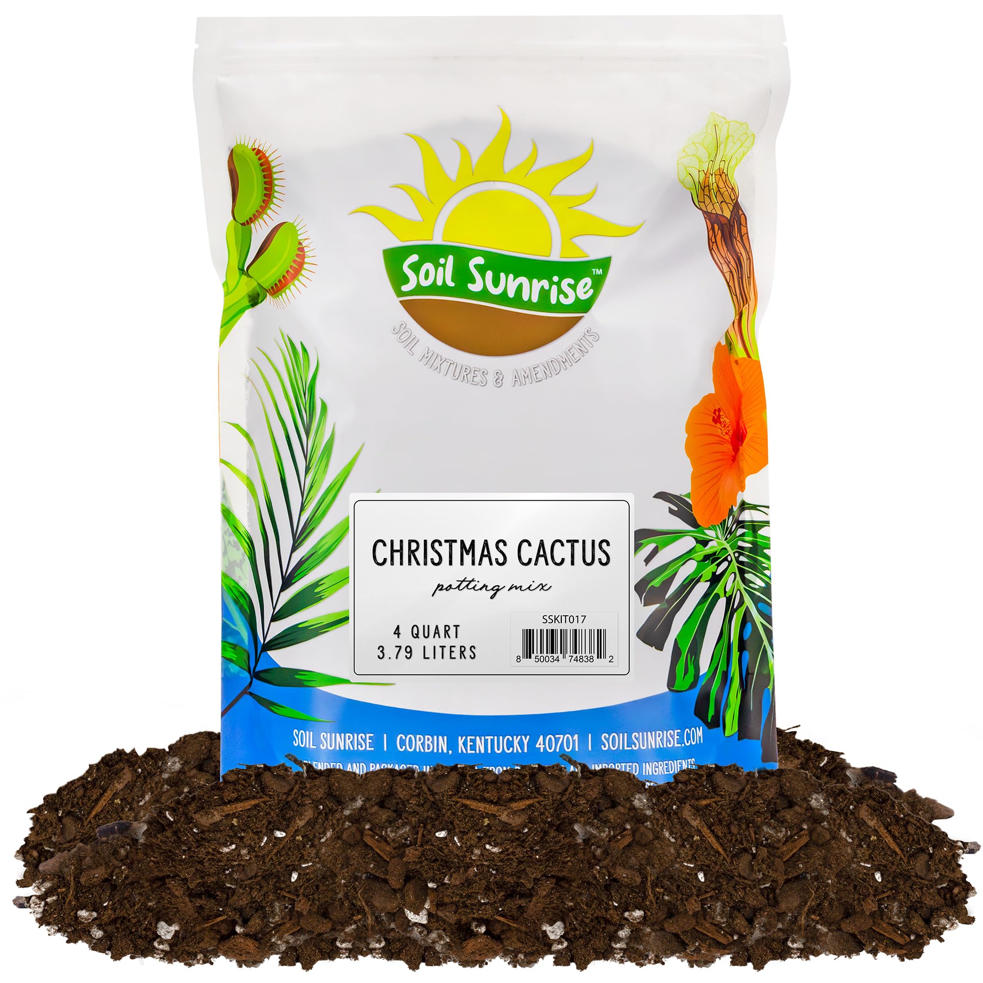 Christmas Cactus Potting Soil Mix (4 Quarts), Hand Blended Soil For Indoor Houseplants Custom Blended