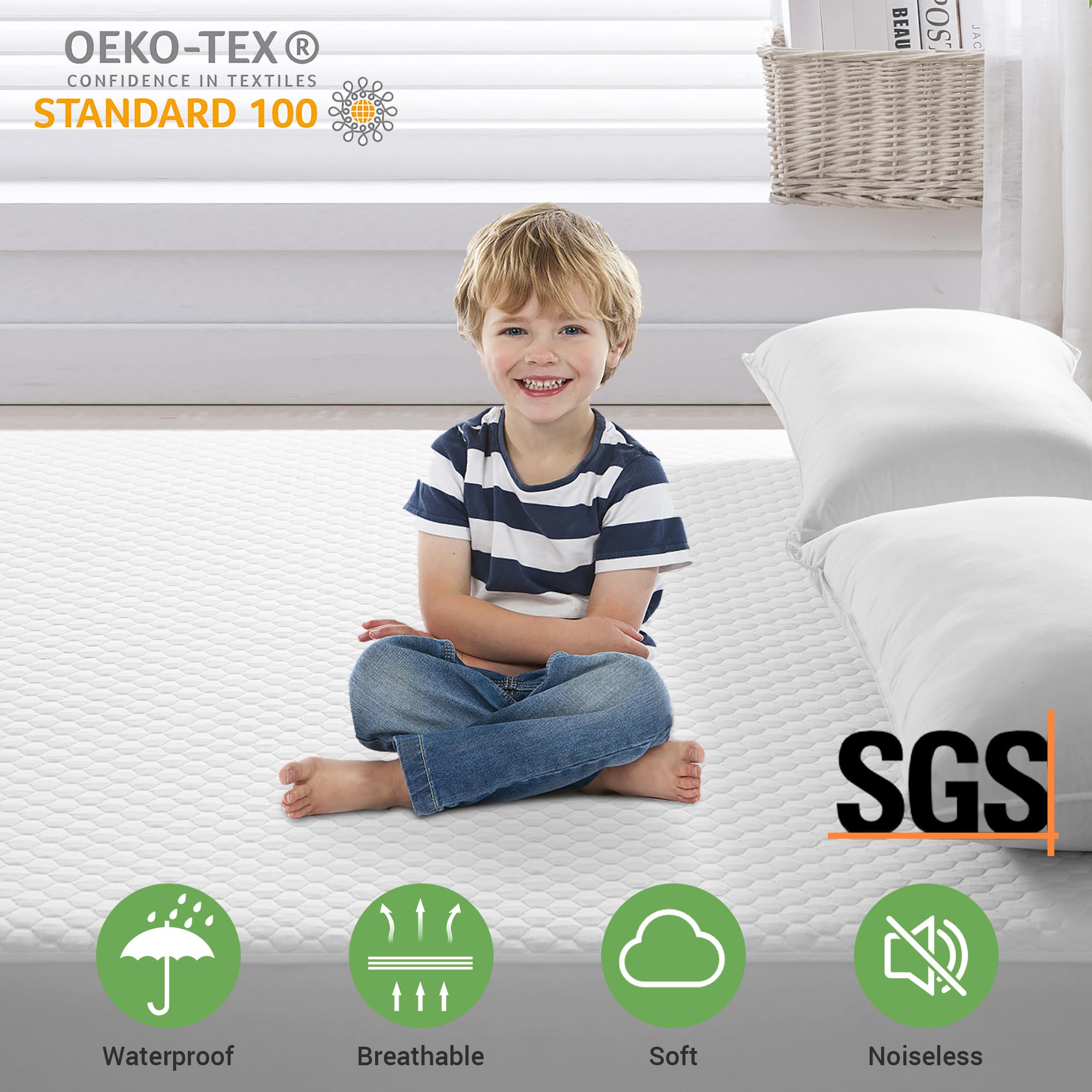 Meritlife Premium 100% Waterproof Mattress Protector Cal King Size,Cooling Breathable California King Mattress Pad Cover 3D Air