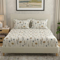 Huesland By Ahmedabad Cotton 144 Tc Double Bedsheet Cotton With 2 Pillow Covers | White & Olive Green
