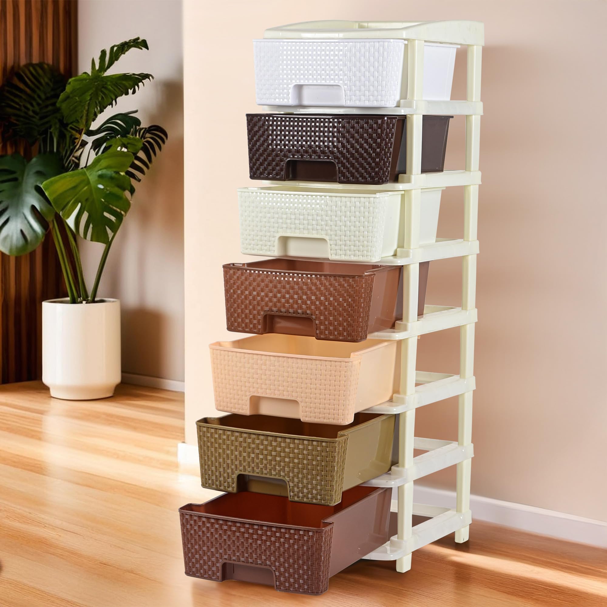 Kuber Industries Plastic 7Tier Collapsible Storage Drawer For Kitchen | Durable Toy Organizer For Kids Room | Plastic Drawer St
