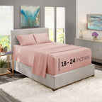 Nestl Extra Deep Pocket Sheets - Fits Mattress 18-24 Inches Deep, Extra Deep Pocket Twin Sheets Sets, 3 Piece Twin Size Sheets, Twin Sheets Deep Pocket, Peach Beige Sheets