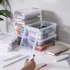 Citylife 6 Packs Small Storage Bins With Lids 3.2 Qt Plastic Storage Containers For Organizing Stackable Clear Storage Boxes