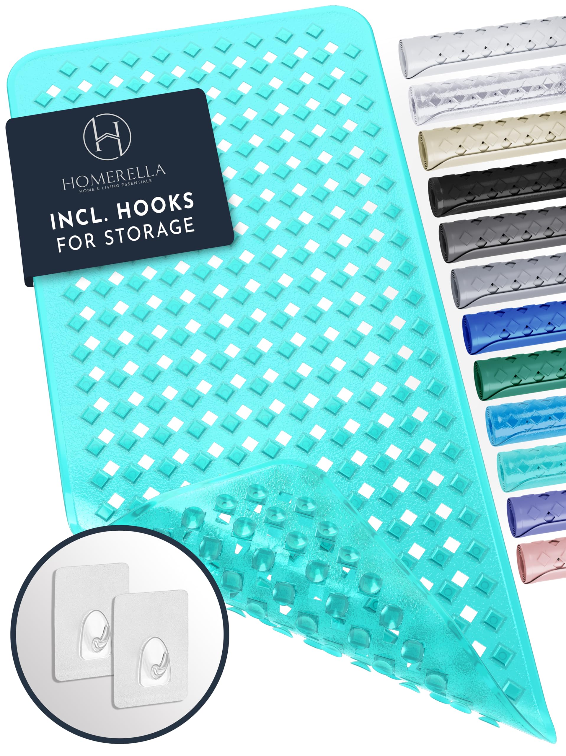 Homerella Bathtub Mat Non Slip | Anti Mold Mildew Resitant Non Slip Bath Tub Shower Mats | 35x16 inch Long with Suction Cups for