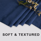 Koufall Navy Waterproof Linen Fabric Shower Curtain For Bathroom 72X80 Inches Long