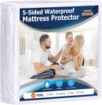 Utopia Bedding Waterproof 5-Sided Mattress Protector Full Size, Premium Breathable Mattress Cover, Fitted Style With Stretchable