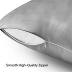 Bedelite Satin Pillowcase With Zipper 2 Pack, Grey Pillow Cases Standard Size, Super Soft And Cooling Similar To Silk Pillow Cas