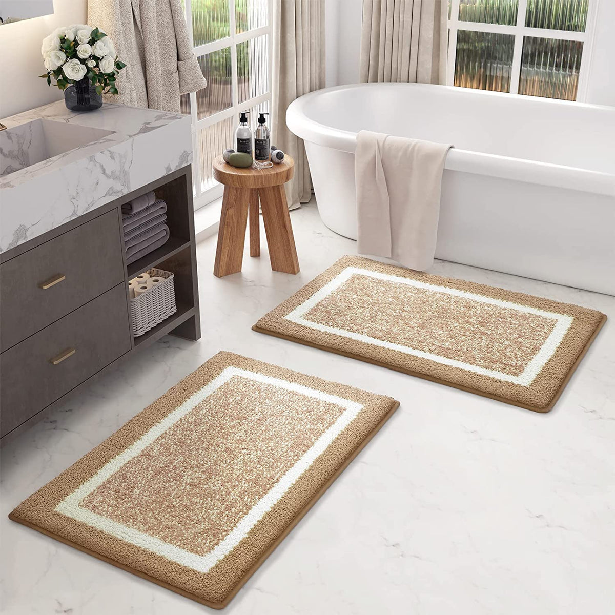 Roseate Modern Super Soft (40x60 cm) Microfibre Solid Bath Mat 2000 GSM Super Absorbent Anti Skid Mats for Bathroom Mat/Bedroom/