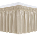 Biscaynebay Wrap Around Bed Skirts For King & Cal King Beds 21' Drop, Light Camel Adjustable Elastic Dust Ruffles Easy Fit Wrinkle Resistant Silky Luxurious Fabric Machine Washable