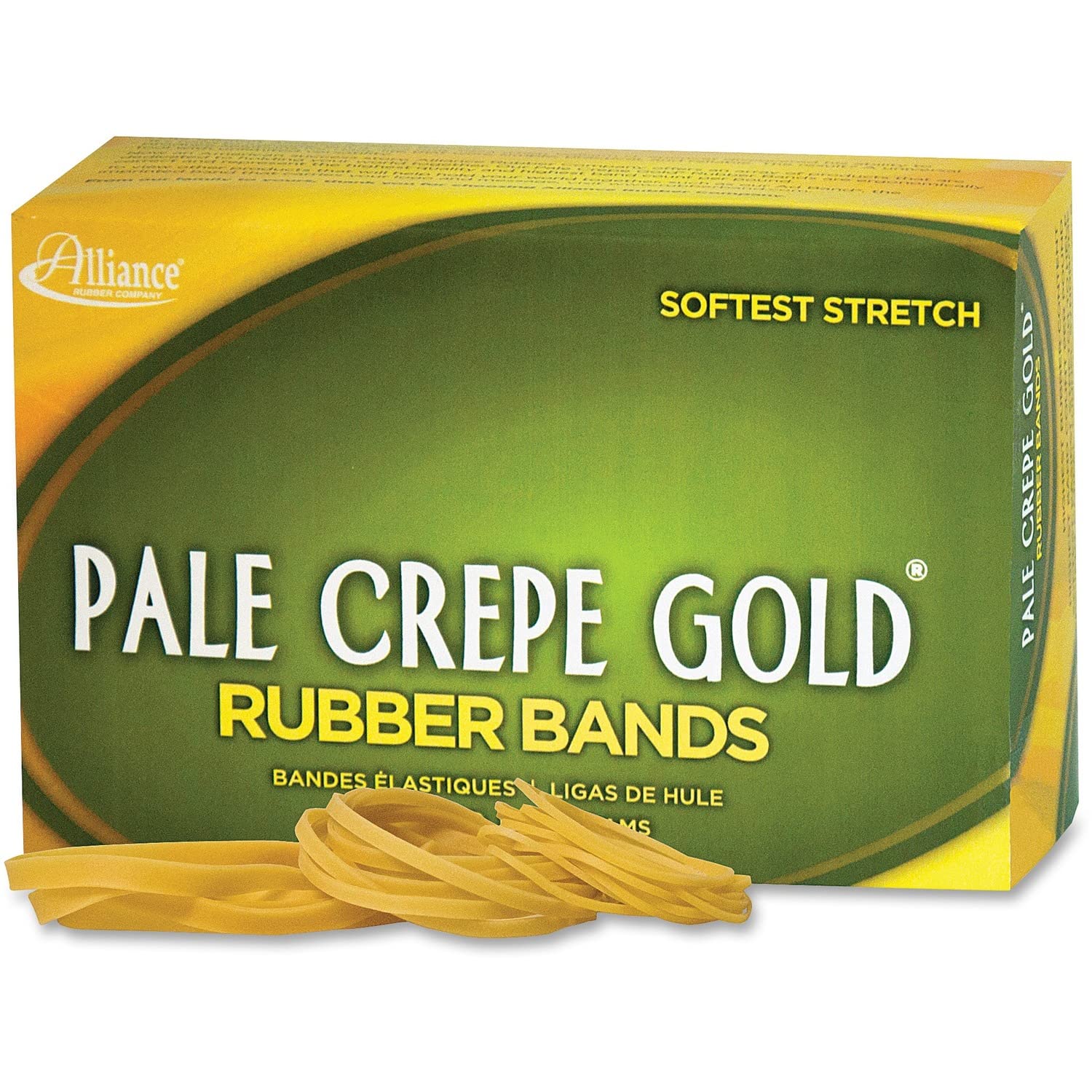 Alliance Rubber 20545 Pale Crepe Gold Rubber Bands Size #54, 1 Lb Box (Assorted Sizes, Golden Crepe)