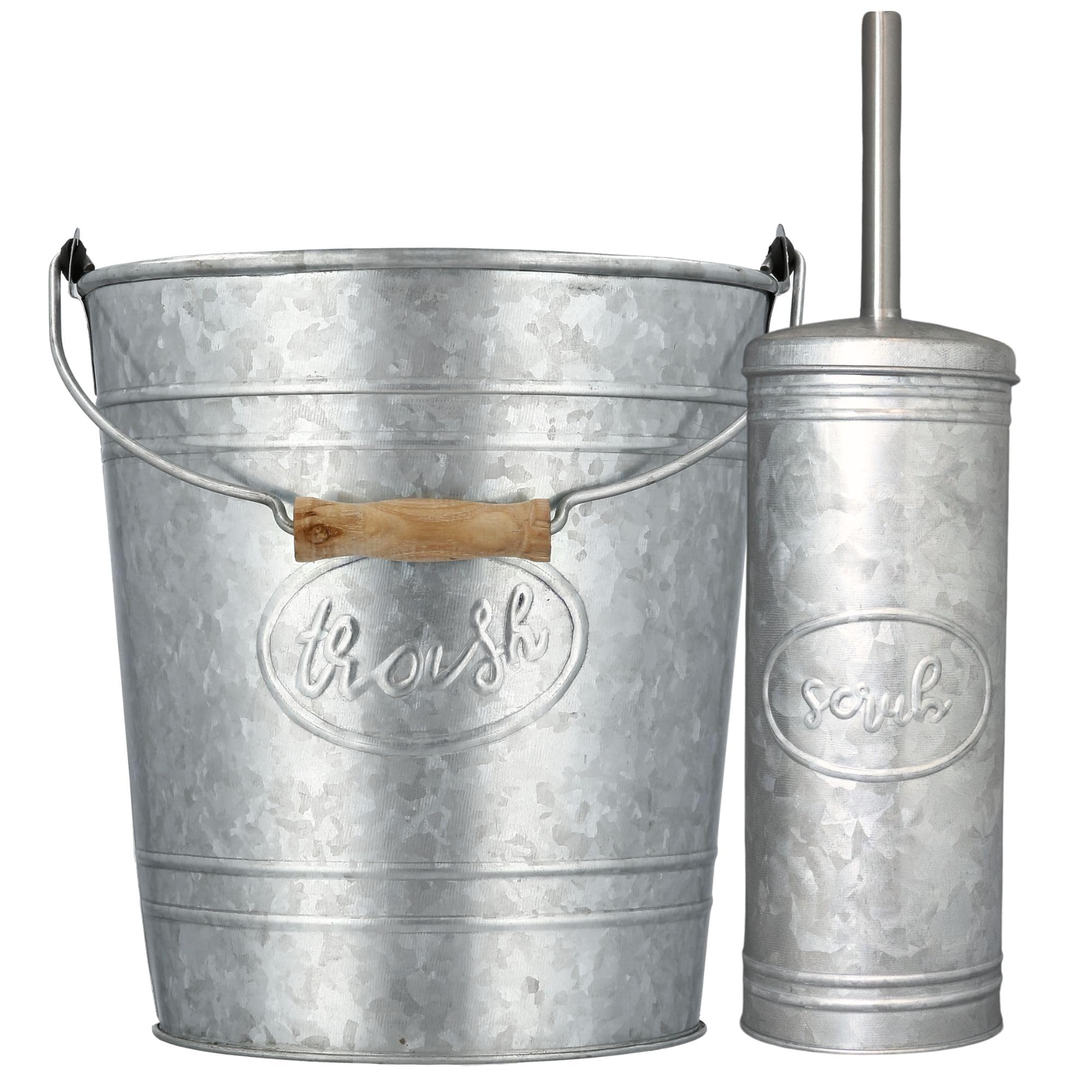 Autumn Alley Farmhouse Bathroom Trash Can and Toilet Brush Set - Rustic Bathroom Accessories for Charming Bathroom D  cor, Galva