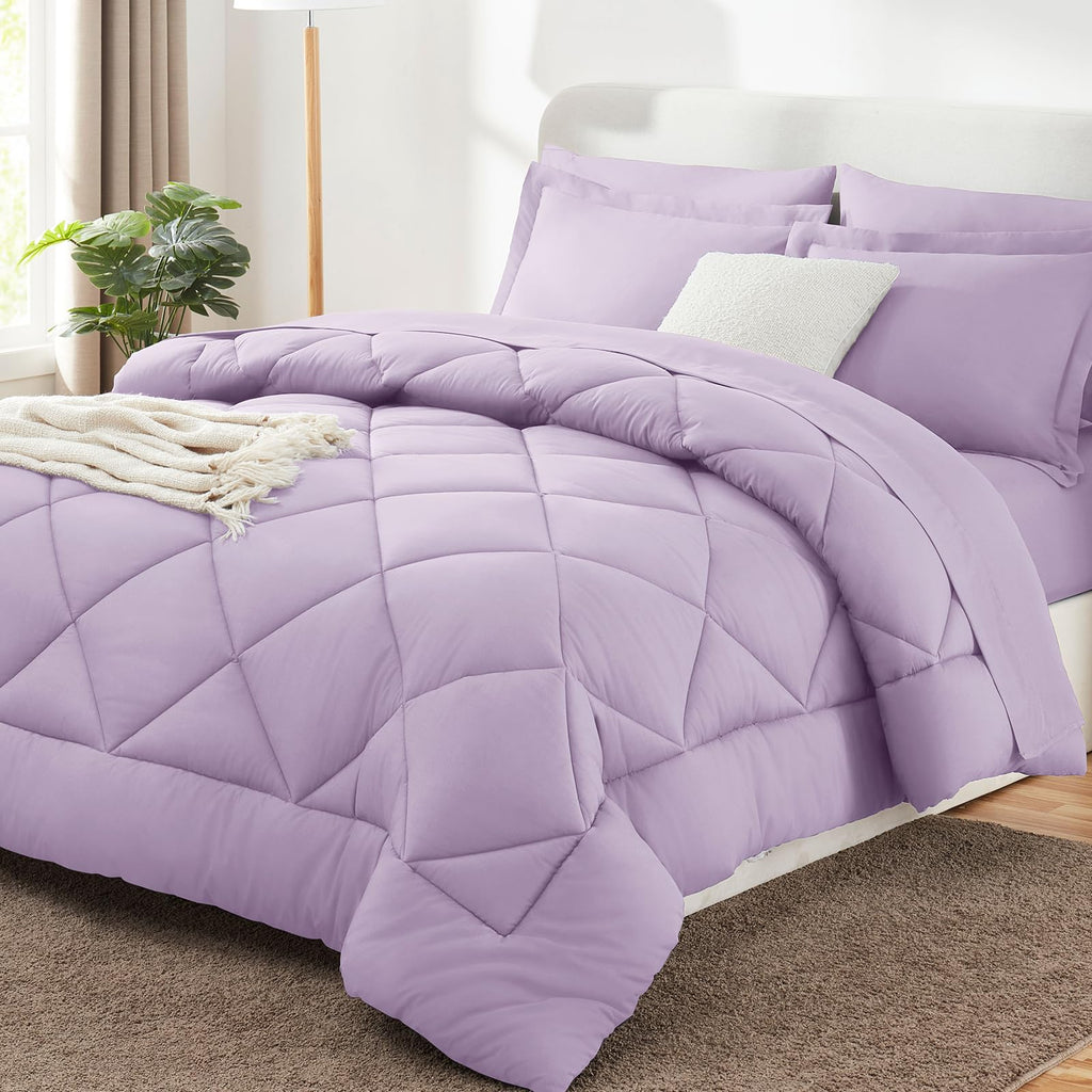 Cozylux Full Comforter Set With Sheets 7 Pieces Bed In A Bag Light Purple All Season Lavender Bedding Sets With Comforter, Pillo