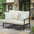 Natural Expressions Patio Sofa Outdoor Furniture Metal Chair With Wicker Backrest & 6 Inches Cushion For Indoor, Front Porch, De
