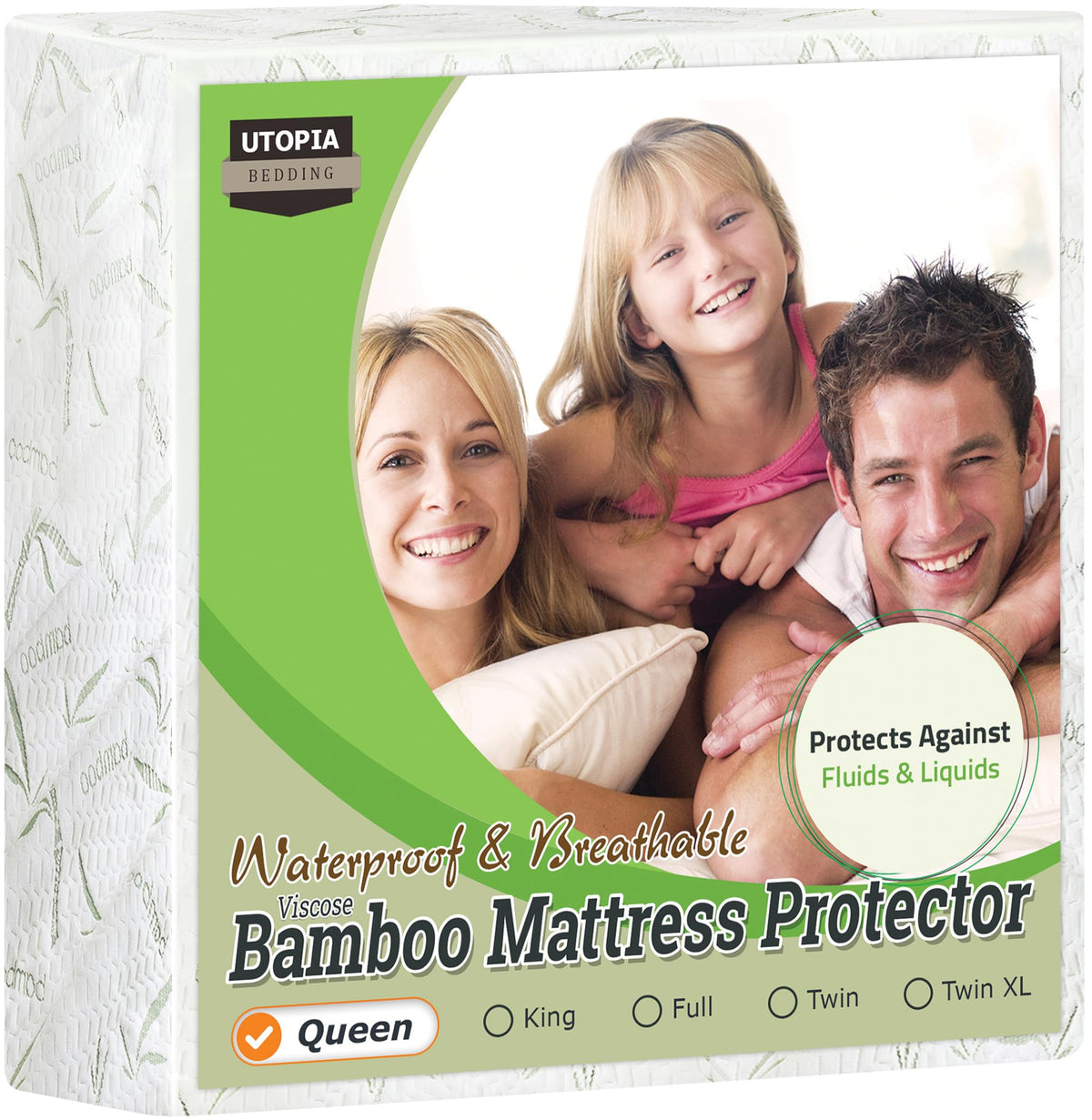 Utopia Bedding Waterproof Mattress Protector Queen Size, Viscose Made From Bamboo Mattress Cover 200 Gsm, Fits 17 Inches Deep, B