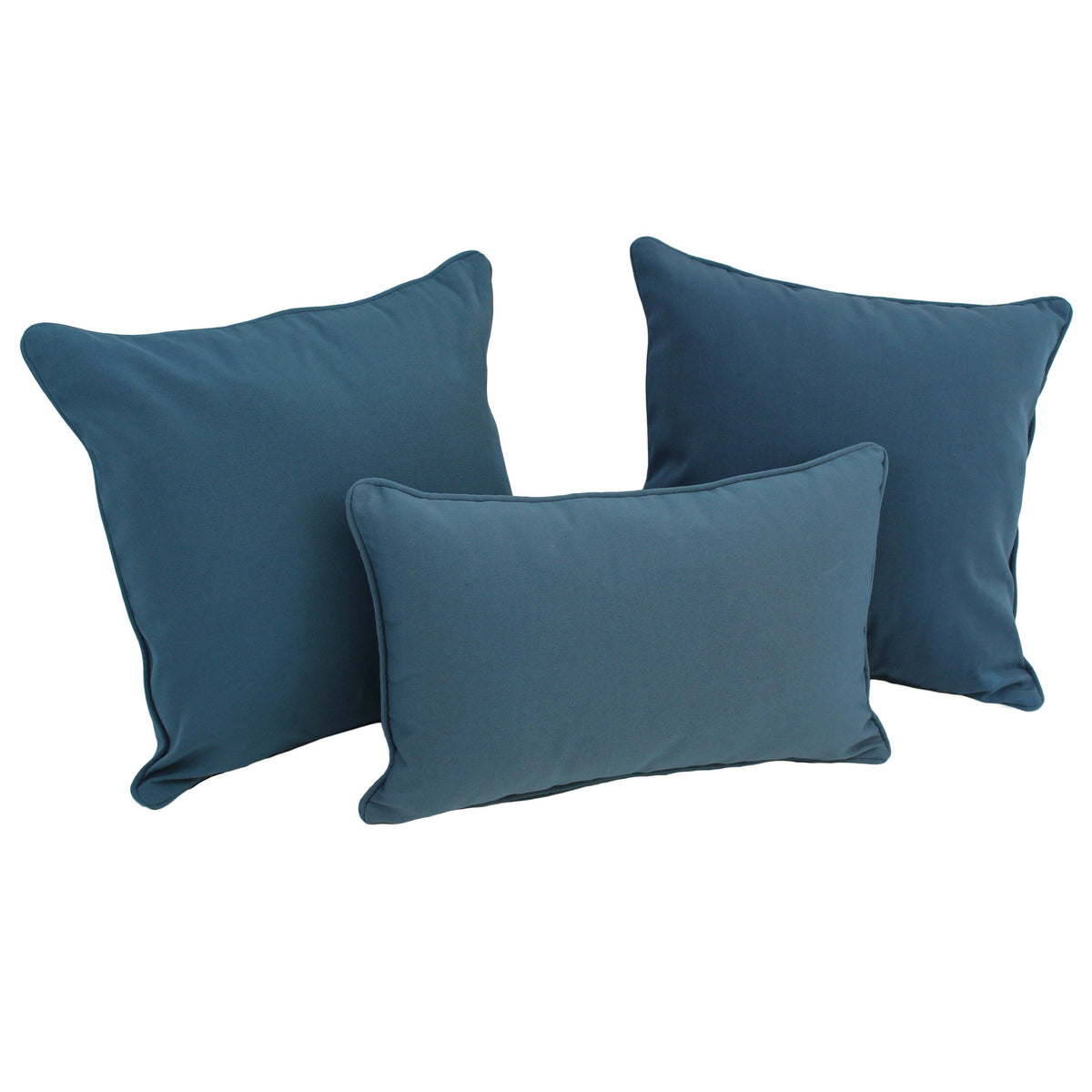 Blazing Needles Corded Twill Throw Pillow Set, Indigo 3 Count