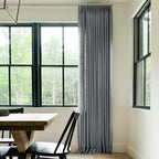Twopages Double Layer Lined Pinch Pleated Curtain Dark Grey Linen Blend Light Filtering Room Darkening Curtain For Kitchen, Wind