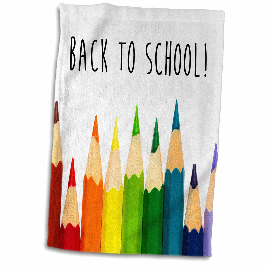 3D Rose Back To School Color Pencils Hand Towel, 15' X 22', Multicolor