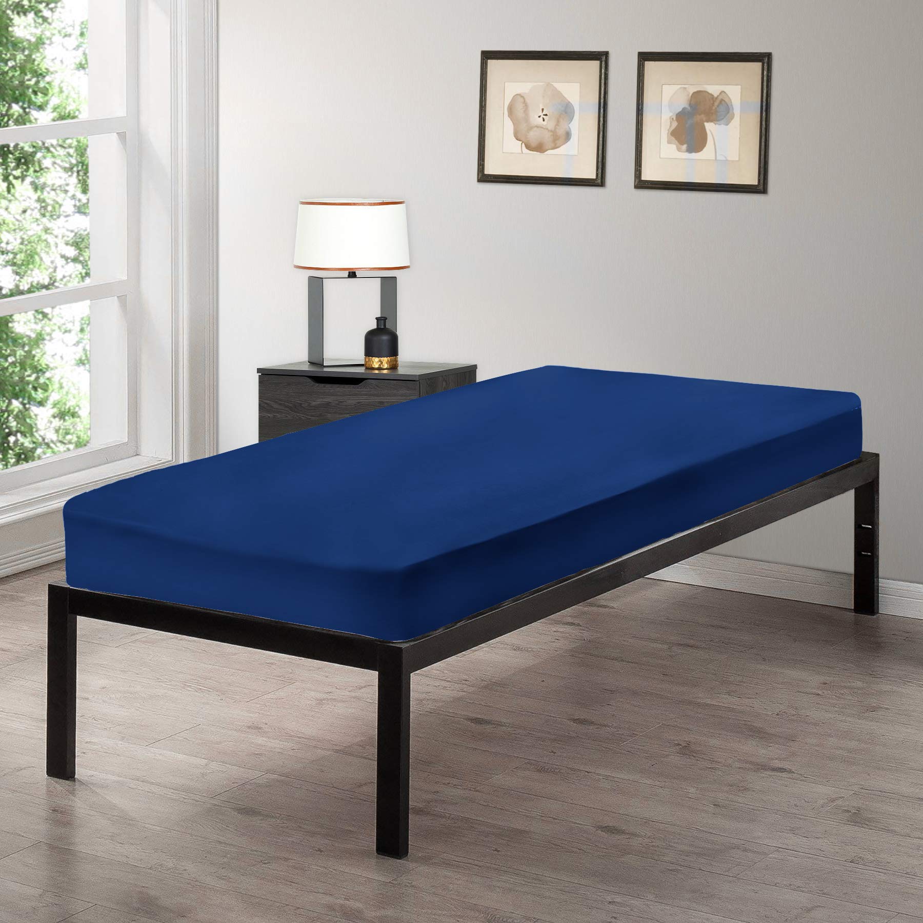 Gilbins Cot Size 30' X 75' Fitted Sheet, Made Of Ultra Soft Cotton, Perfect For Camp Bunk Beds/Rvs/Guest Beds Navy