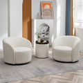 Kinwell 34' W Swivel Barrel Chair Set Of 2, Mid Century Modern Round Upholstered Boucle Swivel Accent Chairs, No Assembly Sofa