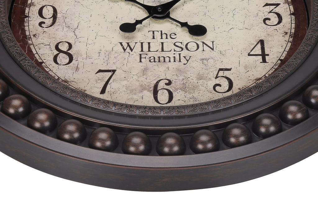 Monarch Specialties I 9046 Clocks, 20' Round, Wall Clock, Antique Brown, Transitional