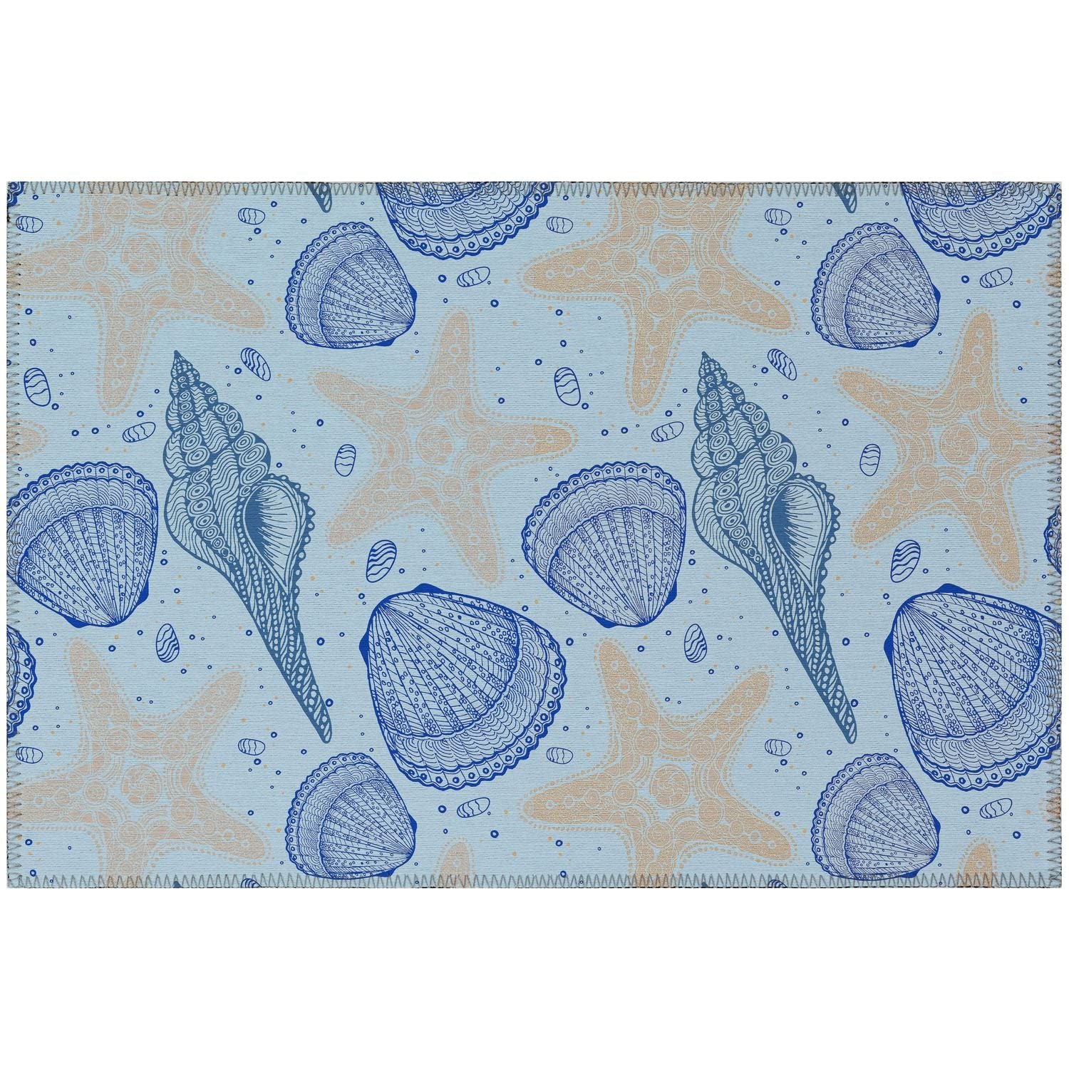 Seabreeze Sz4 Blue Coastal Rug Rectangle 5' X 7 ' 6"