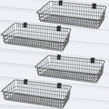 Yaocom 4 Pack Slatwall Baskets Metal Wire Wall Mount Display Balck